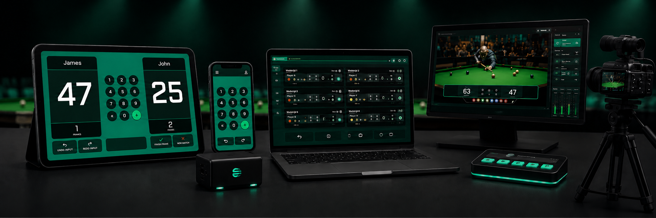 Line-Up scorebord op tablet, remote op smartphone, livescoring en streaming overlay